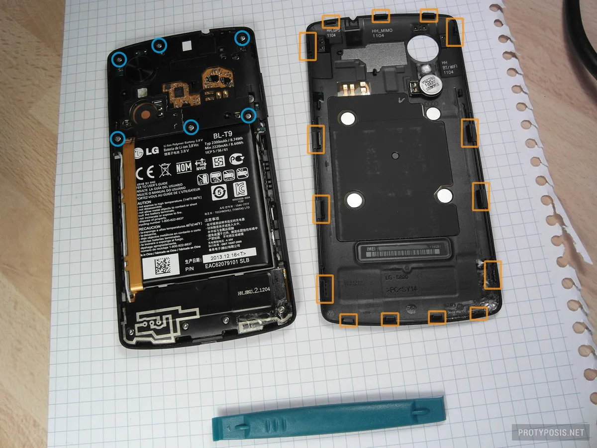 1) Removal of back cover and motherboard cover
