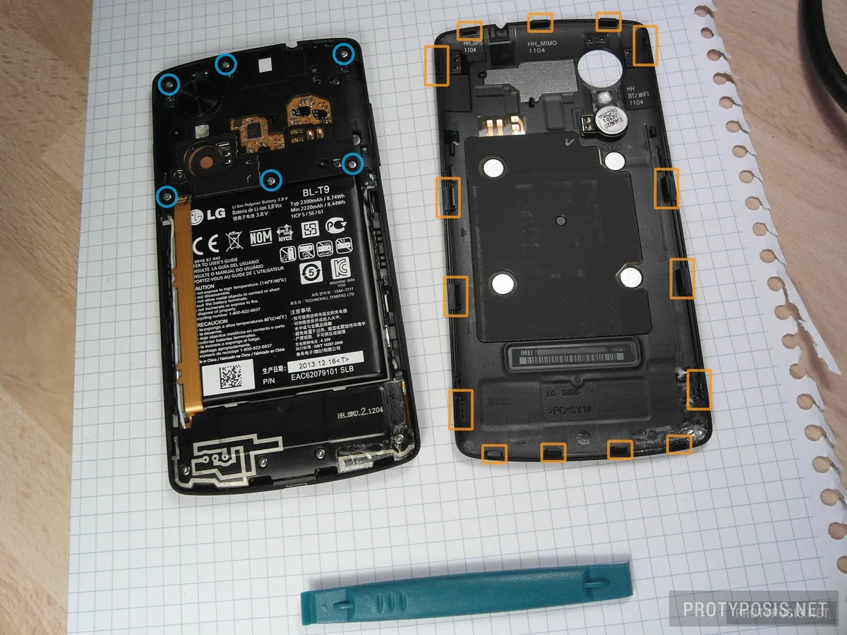 1) Removal of back cover and motherboard cover