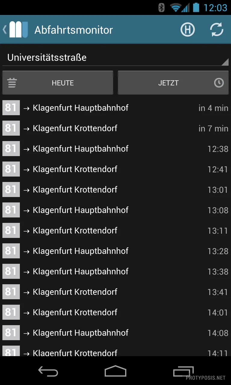 Public transport departures