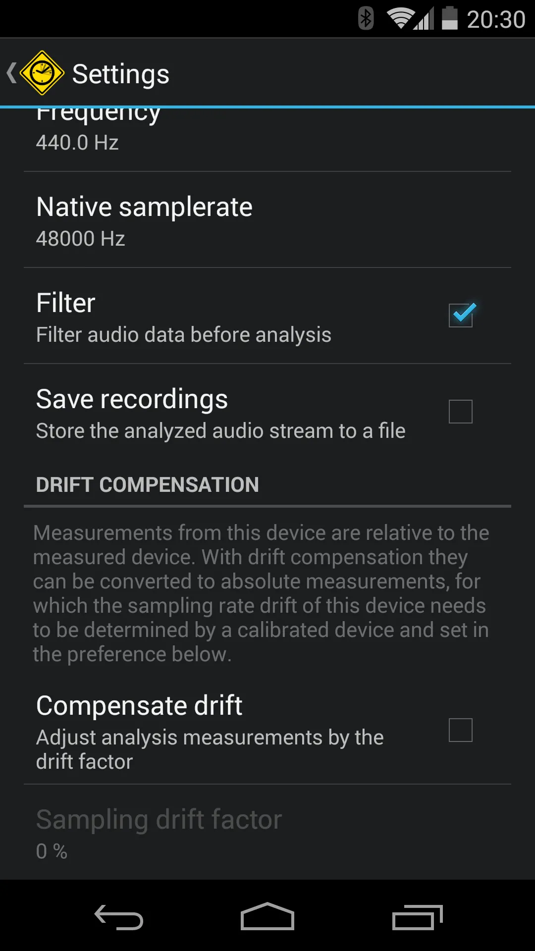 Settings Screen (top)