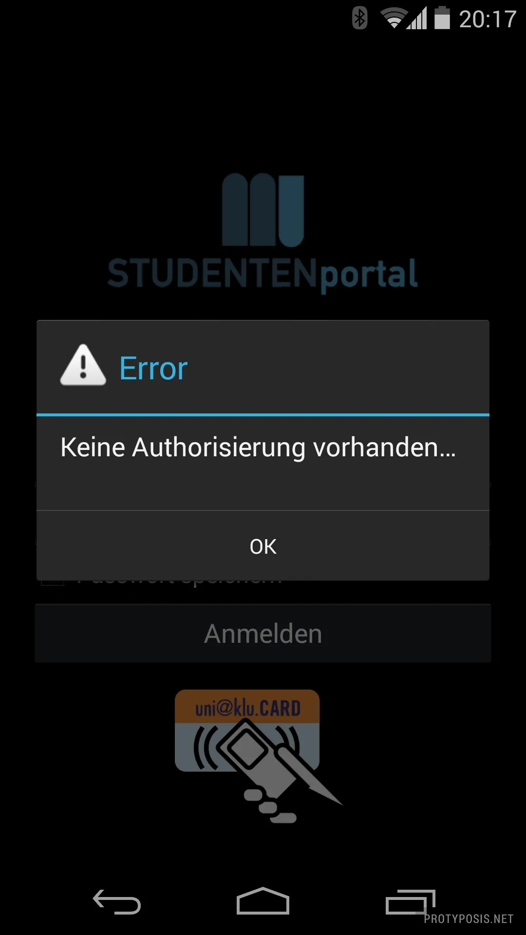 Studentenportal Abschaltung: Fehlermeldung