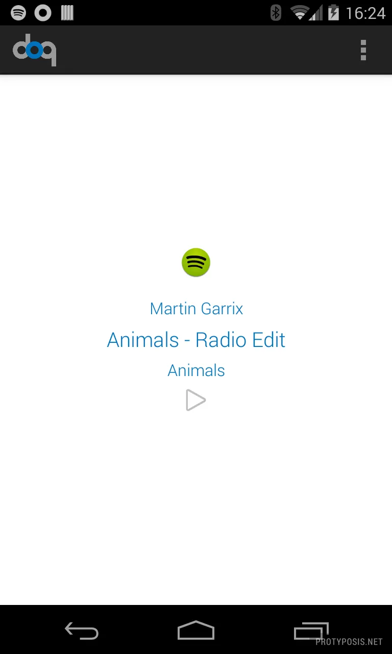 Main screen with music player metadata