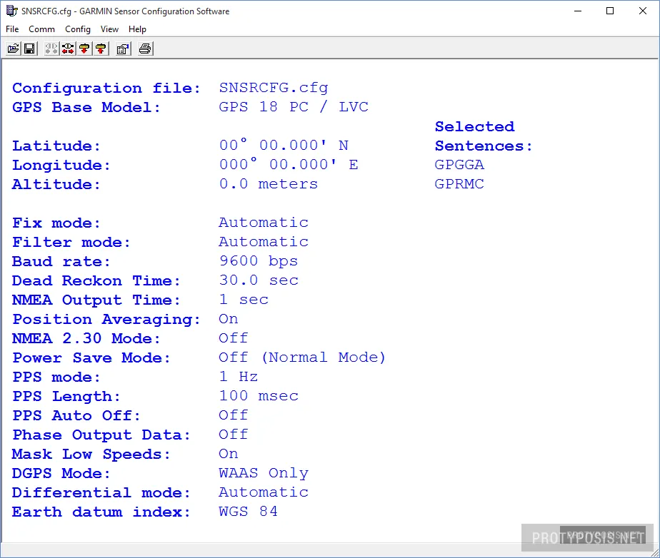 Configuration of the GPS receiver