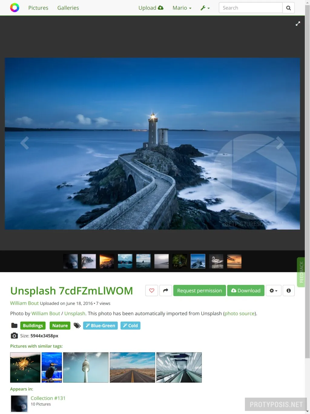 Picture gallery carousel view