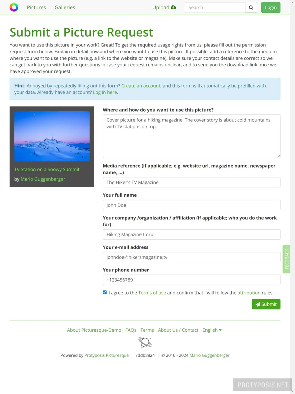 Picture request form