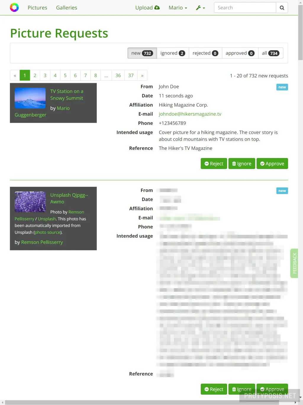 Picture request administration