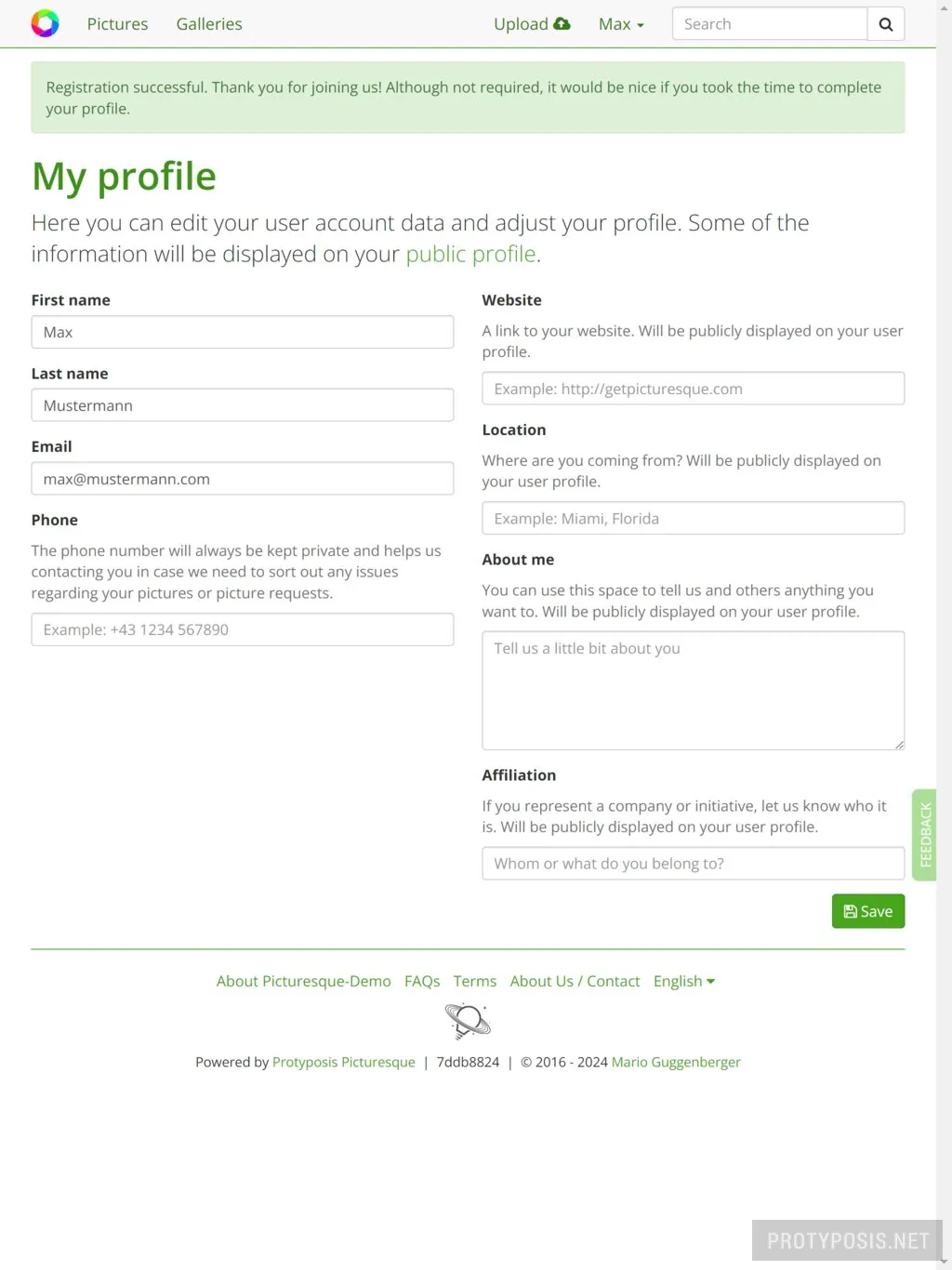 User profile editor