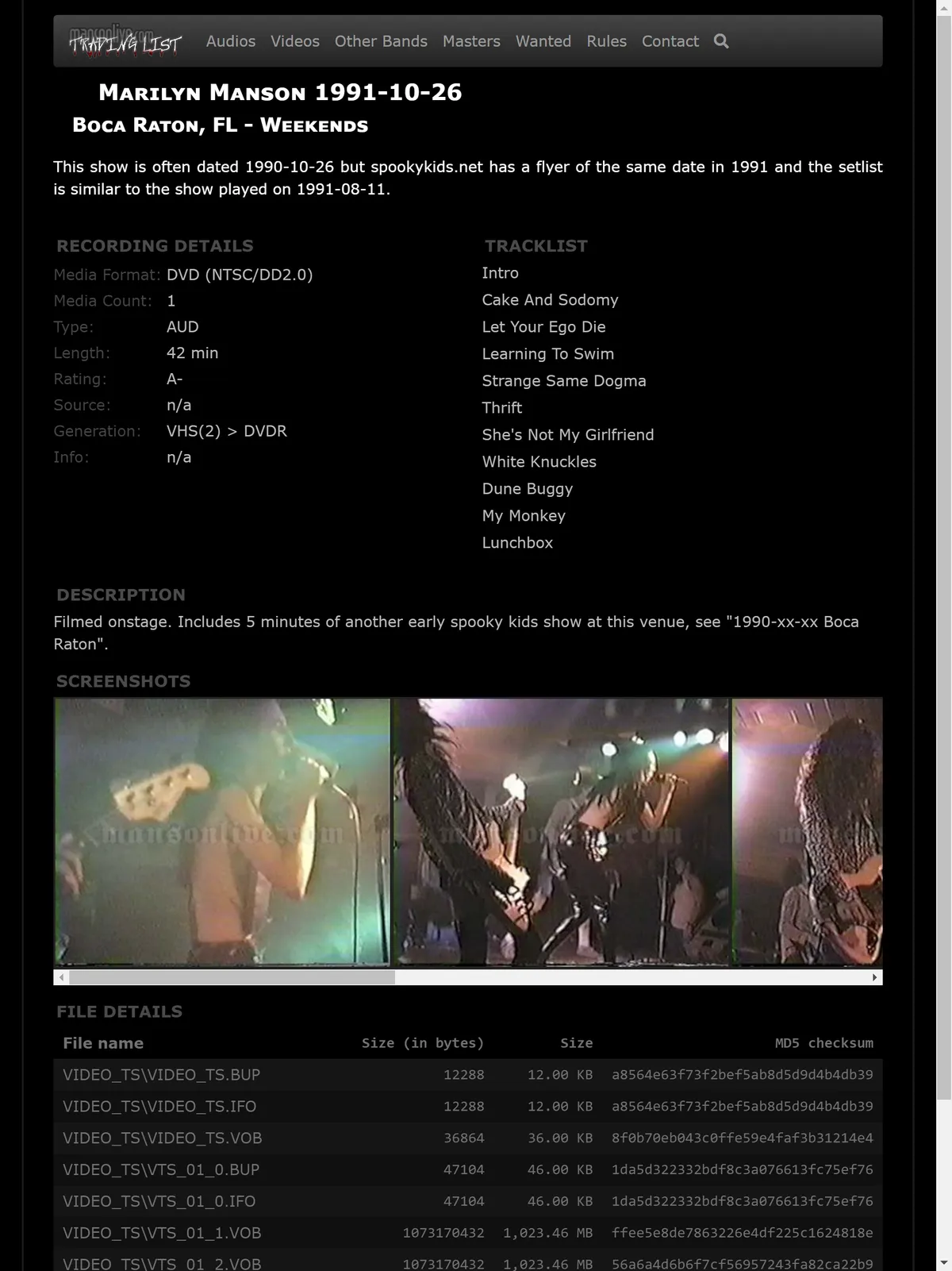 Screenshot of video details